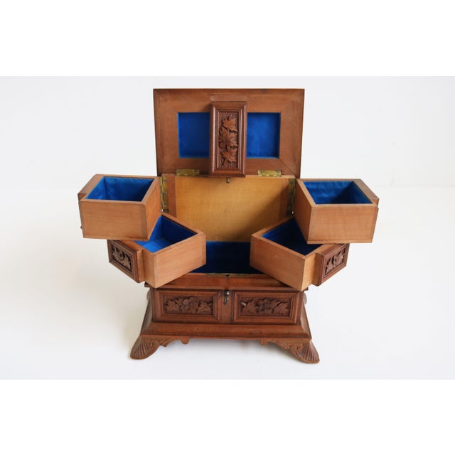 Wood Antique Swiss Black Forest Jewelry Box in Fruitwood, 1880 For Sale - Image 7 of 12