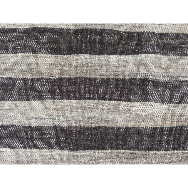 Mid 20th Century Black & Gray Specially Handwoven Minimalist Vintage Kilim Area Rug For Sale - Image 9 of 10