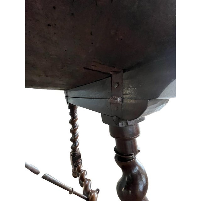18th Century Italian Walnut Capretta Table with Barley Twist Lyre Legs For Sale - Image 11 of 13