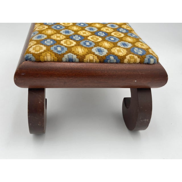 19th Century 19th Century American Empire Mahogany Upholstered Footstool For Sale - Image 5 of 6