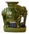 Mid 20th Century Green Glazed Ceramic Elephant Garden Stool / Plant Stand For Sale