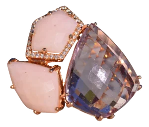 The 164th Avenue: Rose Quartz and Amethyst Cocktail Ring in Rose Gold