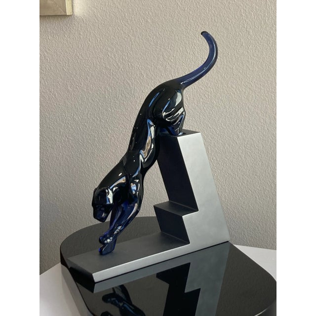 Glass Baccarat Panther the Leap Sculpture For Sale - Image 7 of 7