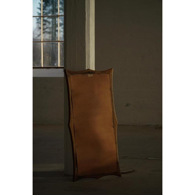 Glass Mid-20th Century Scandinavian Modern Danish Wall Mirror in Oak, 1950s For Sale - Image 7 of 18