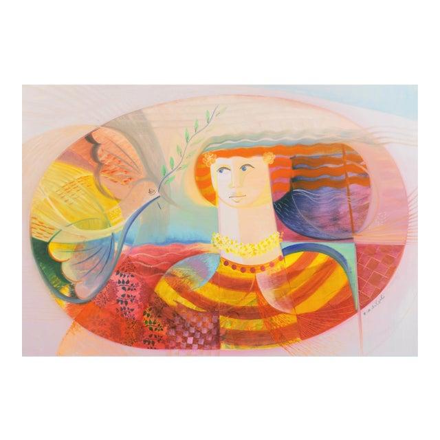 'Dove of Peace' by Vittorio Maria Di Carlo, Large Oil, New Figurative Movement, Italian Modernism For Sale