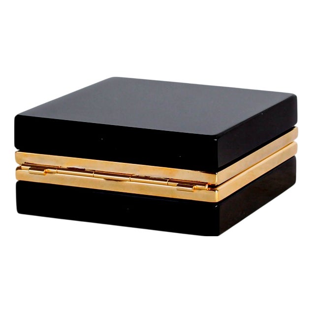 Black Box in French Opaline Glass with Bronze Frame, 1920s For Sale
