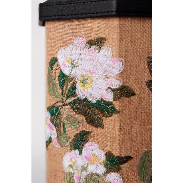 Metal New Chinese Embroidered Fabric Portable Lantern Lamp For Sale - Image 7 of 7