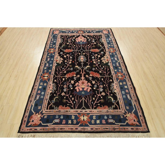 Farmhouse Heriz Rug 5’11” X 8’8” Black Wool Vintage Traditional Hand-Knotted Carpet For Sale - Image 3 of 15