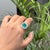 Contemporary Contemporary Empire Style 4.1ct Big Emerald Diamond 14k White Gold Ring Size 4 For Sale - Image 3 of 18