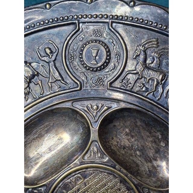 Rare Antique Bezalel Jerusalem 1920s Seder Plate - Raban Exodus Design Judaica For Sale - Image 9 of 18