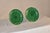 Pair of signed Wedgwood green Majolica plates in the highly collectible sunflower pattern. The plates are in a rich and...