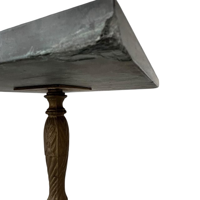 Green Antique Patinated Gilt Cast Iron Marble Top Drink Table For Sale - Image 8 of 9