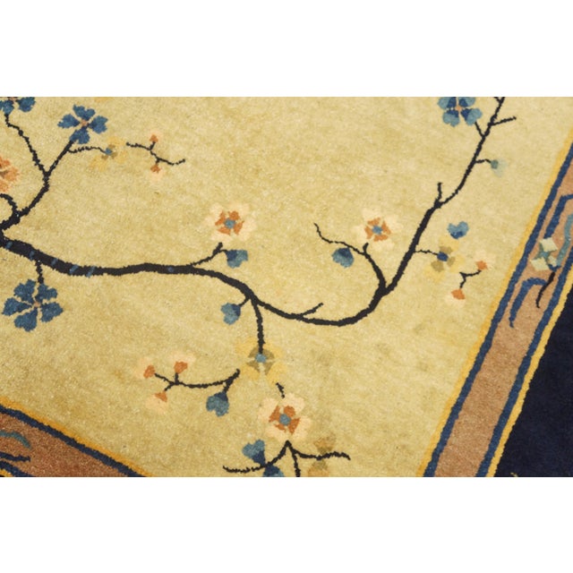 Early 20th Century 1920s Beige Floral Modern Antique Chinese Art Deco Rug 5' X 7'8" Hand Knotted Wool Carpet For Sale - Image 5 of 6