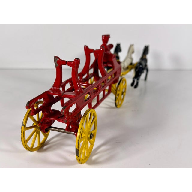 Early 20th Century Cast Iron Horse Drawn Fireman Ladder Wagon For Sale - Image 5 of 10