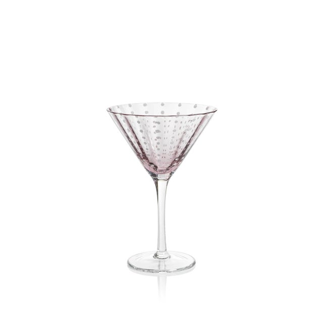 Transitional Pescara White Dot Martini Glasses - Purple, Set of 4 For Sale - Image 3 of 4