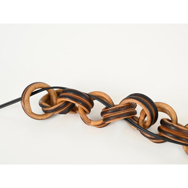 Midcentury French Riviera Bambo, Rattan and Straw Ceiling Light, Italy, 1960s For Sale - Image 13 of 14