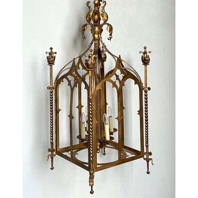 Vintage Gothic Gilt Lantern For Sale - Image 4 of 6