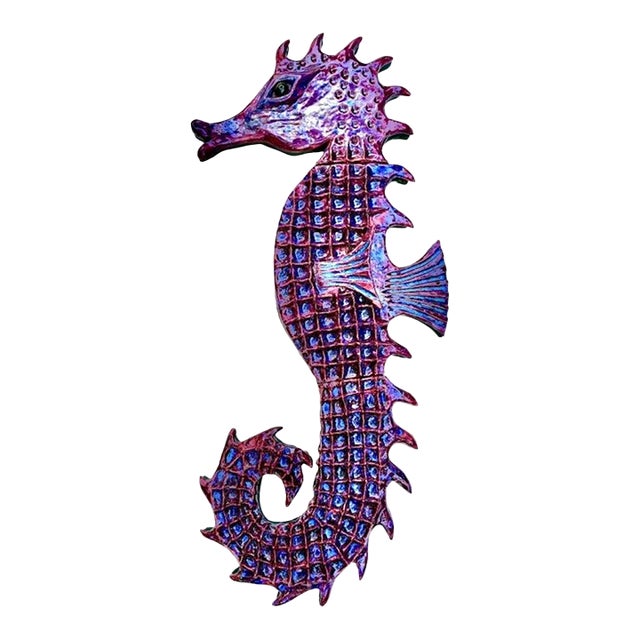 Original Large Ceramic "Seahorse" Wall Sculpture by Florida Artist Rexx Fischer For Sale