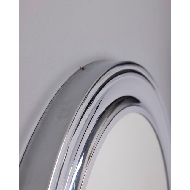 1970s Vintage Italian Round Wall Mirror in Chromed Metal, 1970s For Sale - Image 5 of 9