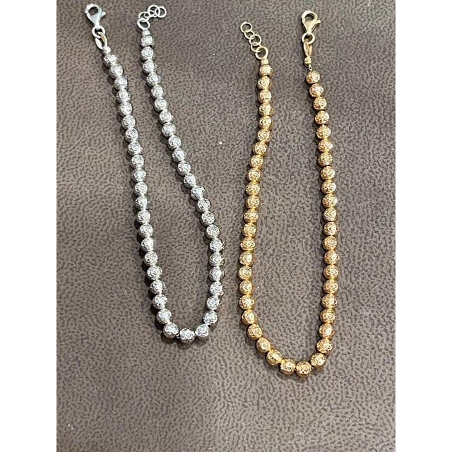 The School of Paris Pair of 18 Karat White Gold/ Rose Gold Ball Bracelets, 8.2 Gm For Sale - Image 3 of 18