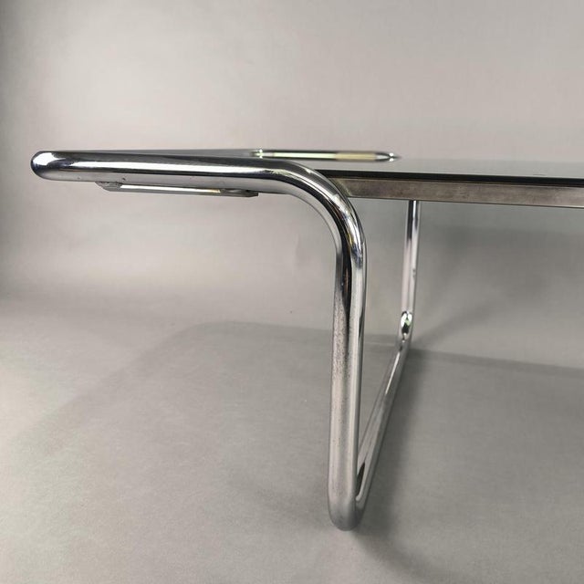 Steel Coffee Table with Smoked Glass Top, 1970s For Sale - Image 5 of 7
