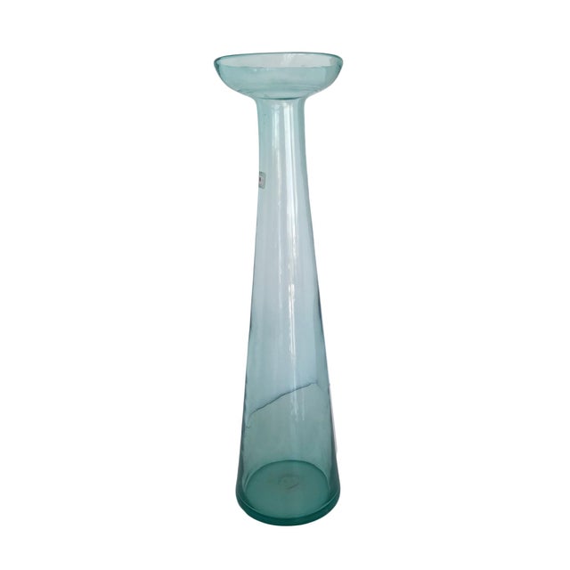 Vintage Large Aqua Blenko Glass Floor Vase Chairish
