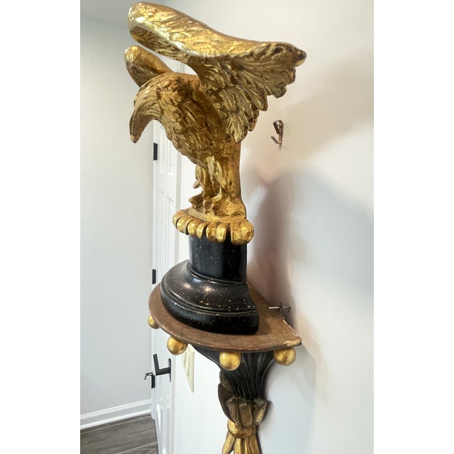 Sculpture Materials 1980s Gilded Bald Eagle Sculpture Atop Matching Corbel For Sale - Image 7 of 18