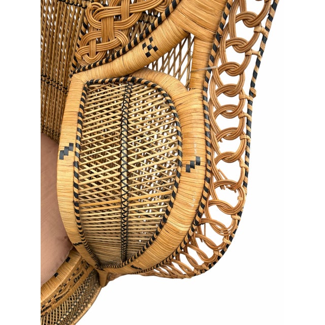Vintage MCM Emmanuelle Natural Rattan Wicker Peacock Chair For Sale - Image 4 of 7