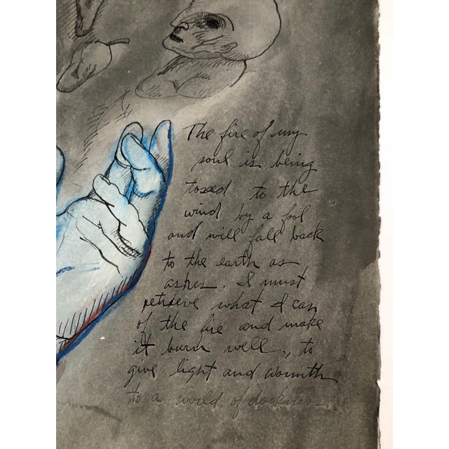 Gary Hansmann, Modern Figurative Surrealism Watercolor Painting, Drawing 'The Fire of my Soul', 1988 For Sale - Image 4 of 8