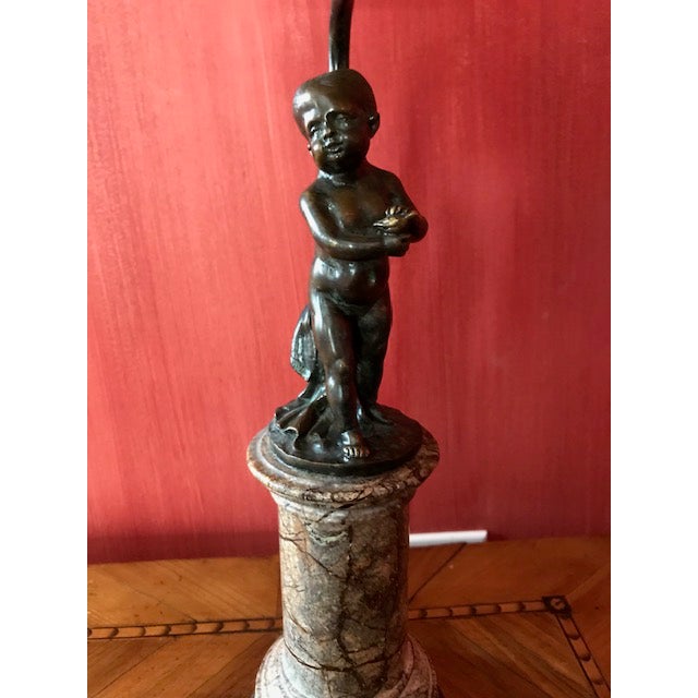 19th Century Bronze Cherub Lamp With Marble Base Chairish