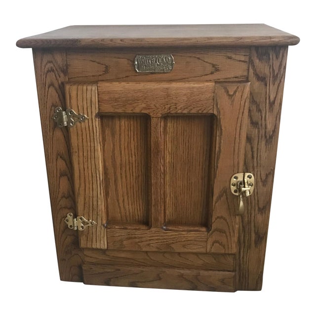 Vintage White Clad Oak Ice Box End Table Chairish