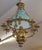 Metal Late 19th Century Brass Kerosene Oil Chandelier With Blue Shade For Sale - Image 7 of 12