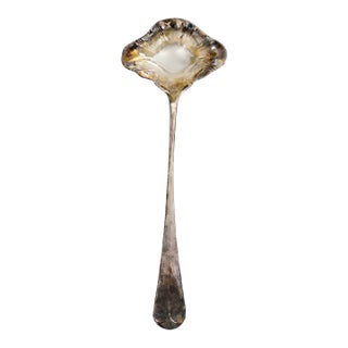 Vintage Italian Silver Plate Scalloped Serving Ladle, Marked Italy For Sale