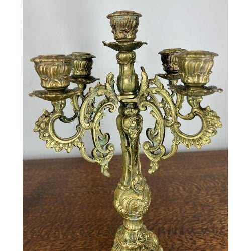 Vintage French Style 5-Armed Table Candelabras, Set of 2 For Sale - Image 11 of 14