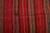 Textile Vintage Crimson Red Turkish Striped Kilim Rug With Geometric Border Details For Sale - Image 7 of 10