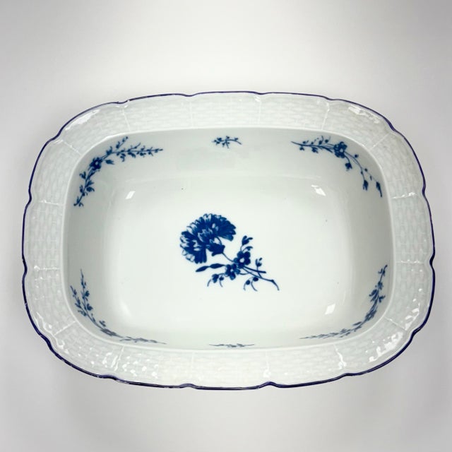 Limoges, France Vintage Limoges Ceralene Oval Vegetable Bowl – Blue Carnation Imari-Style – Raynaud France For Sale - Image 4 of 10