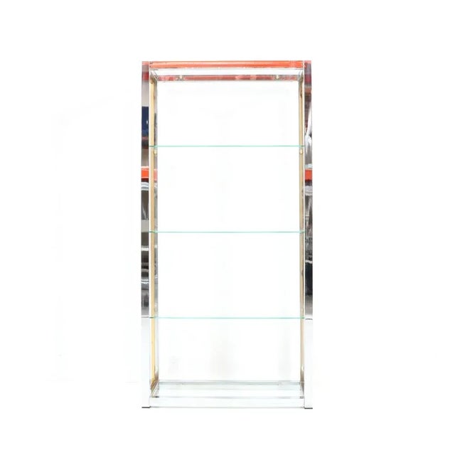 Metal Hollywood Regency Italian Etagere in Chrome and Brass by Renato Zevi, 1970s For Sale - Image 7 of 13