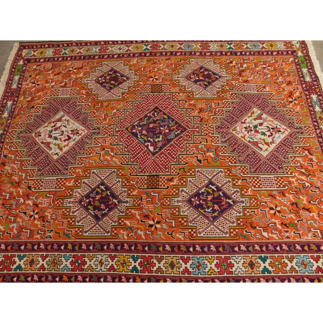 Vintage Persian Flatwoven Sumac Rug For Sale In Los Angeles - Image 6 of 13