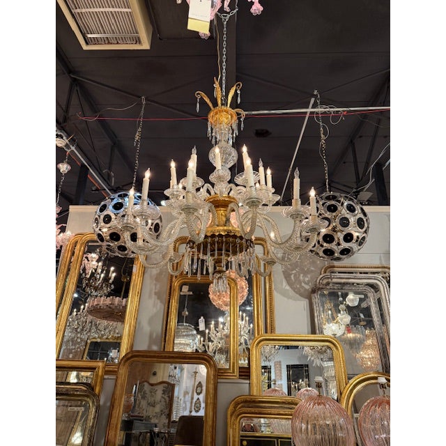 19th Century Venetian Twist Glass Arm and Giltwood Chandelier For Sale - Image 13 of 14