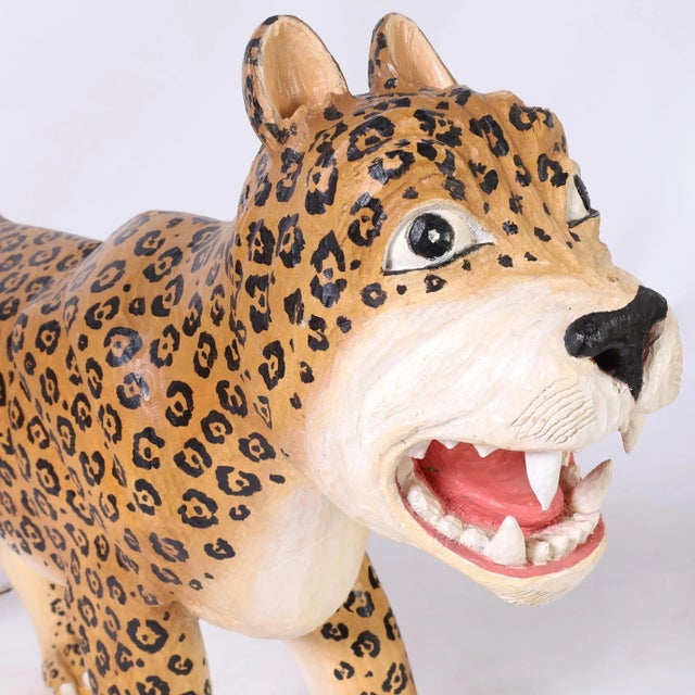 Wood Carved and Painted Wood Jaguar or Big Cat For Sale - Image 7 of 8