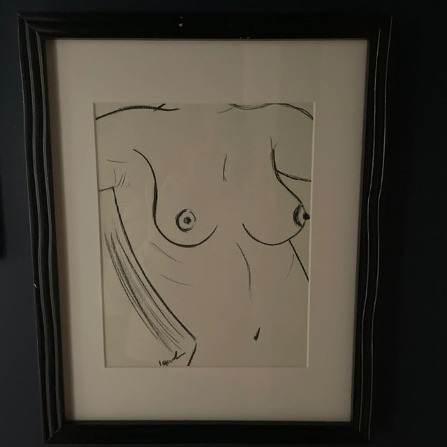 Contemporary Contemporary Original Charcoal Abstract Nude Drawings Signed by Lakeland Gordon, Framed - Set of 3 For Sale - Image 3 of 8