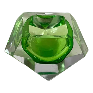 Large Italian Green Glass Ashtray, 1960s