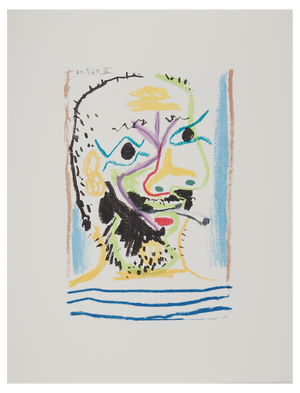 Pablo Picasso, The Taste of Happiness, Portrait with Cigarette, Lithograph