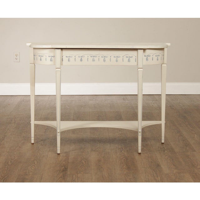 The Patterson Studio Hand Painted Blue and White Console Table For Sale - Image 11 of 12