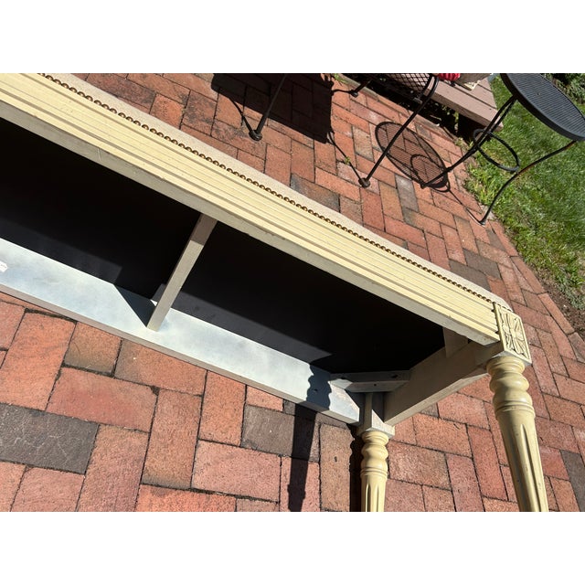 Cream Rectangular Vintage Bench With Tapestry Top For Sale - Image 8 of 12
