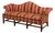 Vintage Camelback Damask Upholstered Sofa For Sale