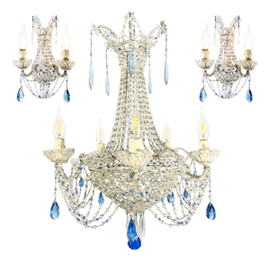 Crystal Chandelier and Sconces, Italy, 1970s, Set of 3