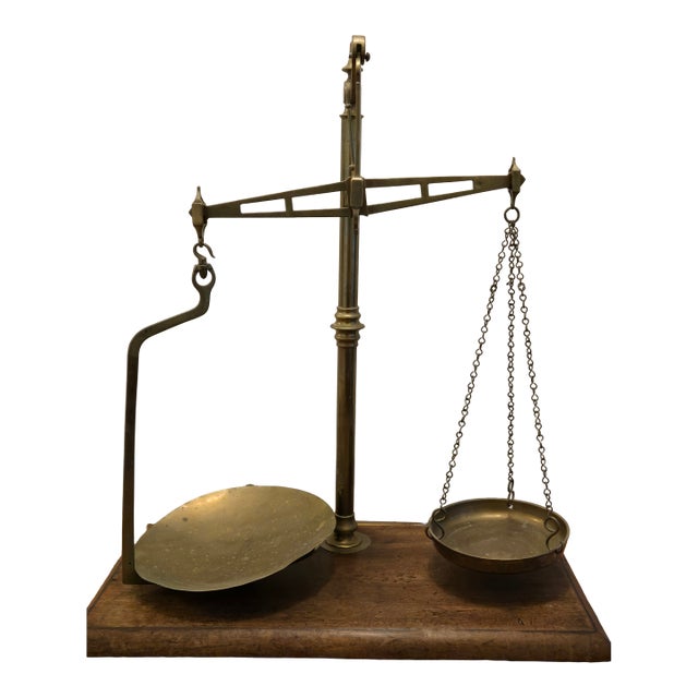 19th Century English Antique Brass Weight Scale For Sale