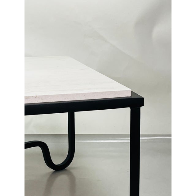 Large Cream Limestone 'Entretoise' Coffee Table by Design Frères For Sale - Image 9 of 11