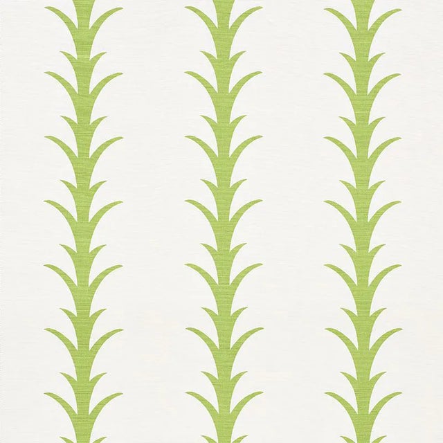 Schumacher X Celerie Kemble Acanthus Stripe Fabric in Leaf For Sale